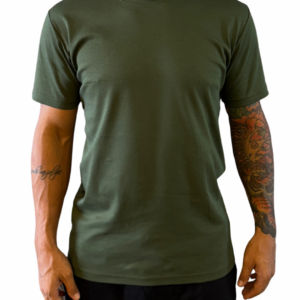 Camisa Básica Verde Militar Algodão Peruano